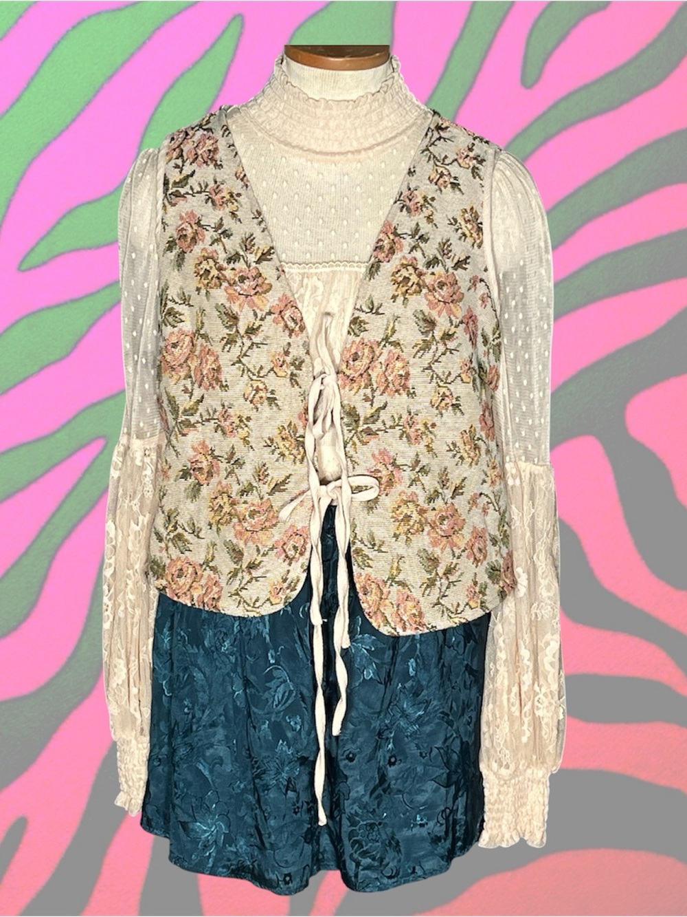 cottagecore grannycore romantic tapestry vest